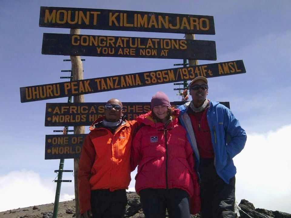 Kilimanjaro summit picture with Catherine and Jerome