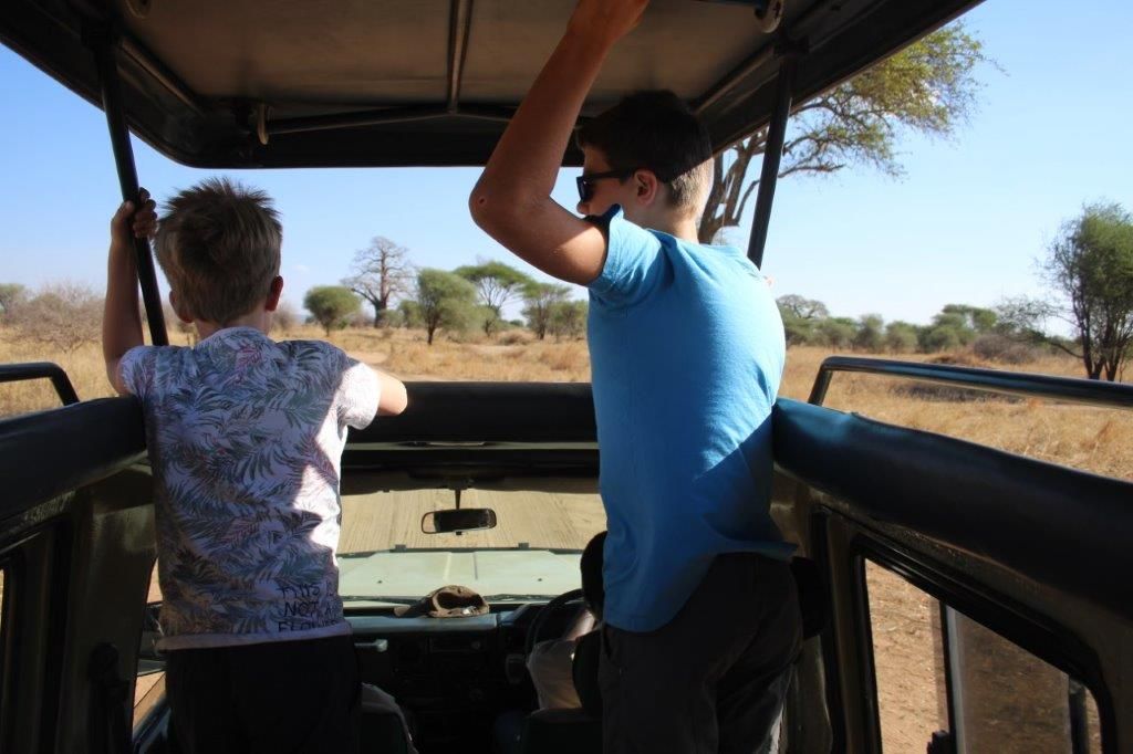 With children on Safari