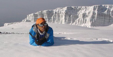 Jerome Kileo on the floor of Kilimanjaro peak