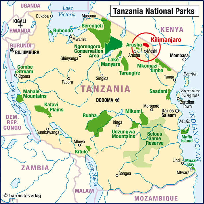 Map of Tanzania National Parks